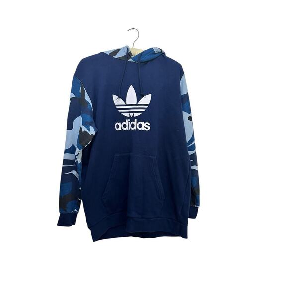 Adidas Men's Blue Originals Army Camouflage Long Sleeves Pullover Hoodie Size XL - Picture 4 of 7
